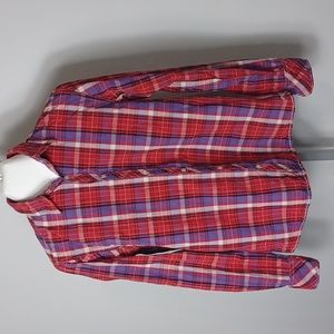 Scotch & Soda Men's Red Blue Plaid Button Up Shirt - Large